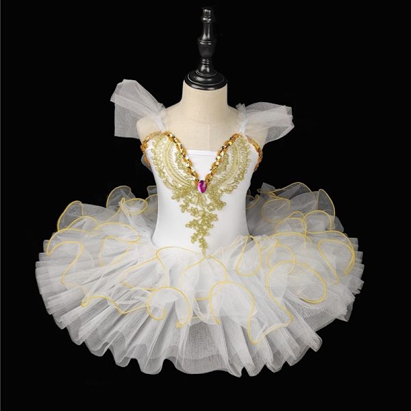 Professionell Ballerina Ballet Tutu för Barnflickor och Vuxna Danskläder white 140