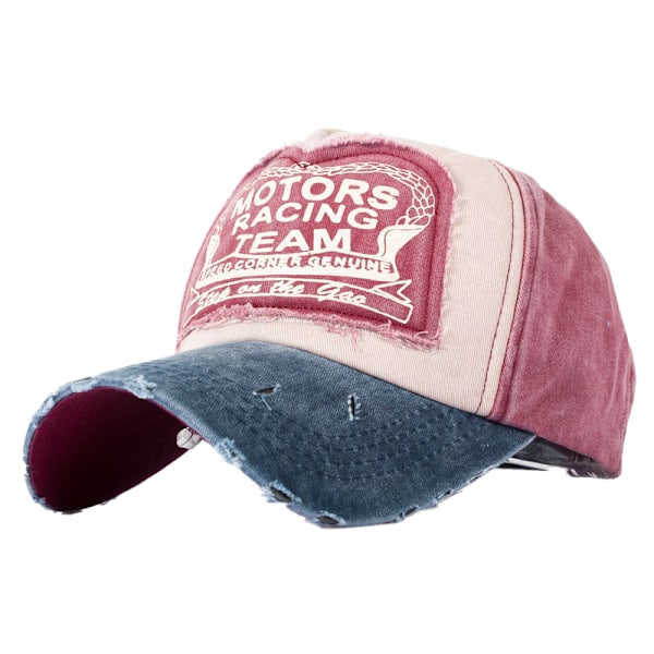 Broderade Justerbara Basebollkepsar för Män & Kvinnor Remslutskeps Wine Red-Navy Blue