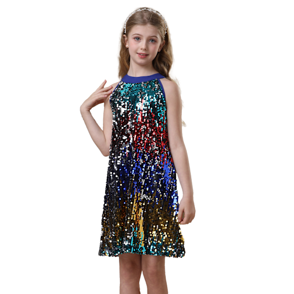 Piges Sequin Festkjole Sød Pige Formel Prinsesse Midi Kjole blue 160cm