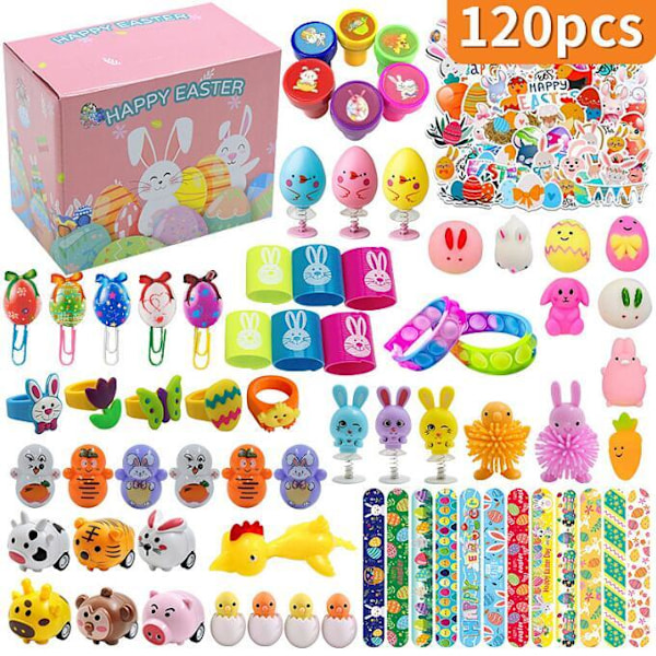 Påskfest Favoriter Sortiment Bulk, Påskägg Fyllning Korgfyllare för barn 120pcs