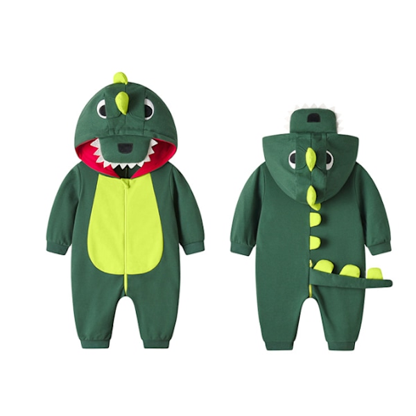 Baby Dinosaur Dragkedja Jumpsuit, Unisex Spädbarnsoverall green 66