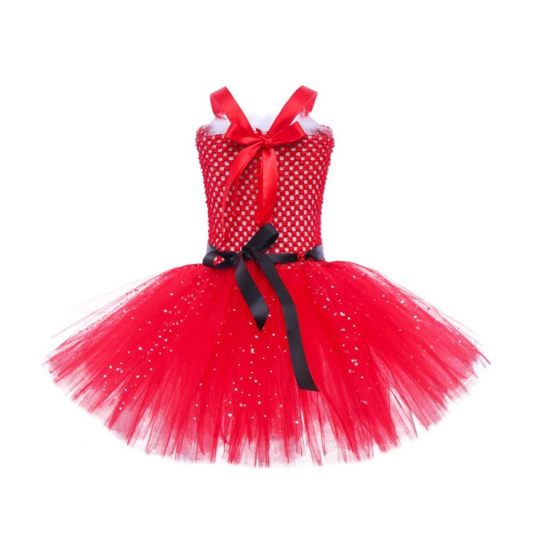 Tutu Dress Girls Juldräkt med hatt Pannband Red M