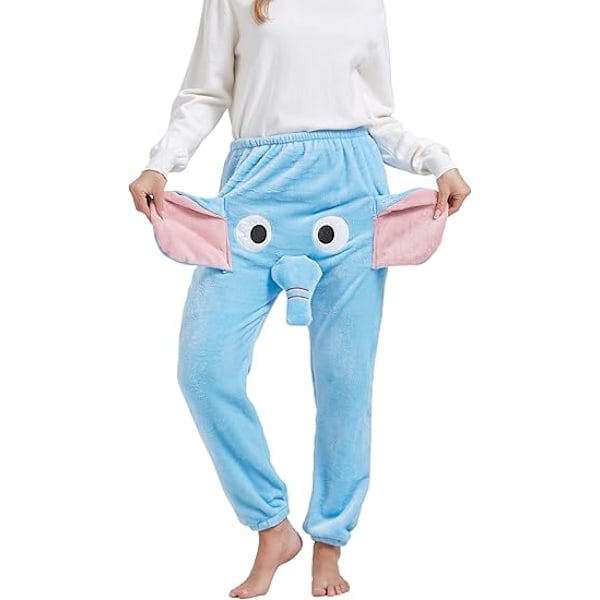 Roliga Elefant Pyjamasbyxor, Söta Tredimensionella Parpyjamasbyxor blue XL
