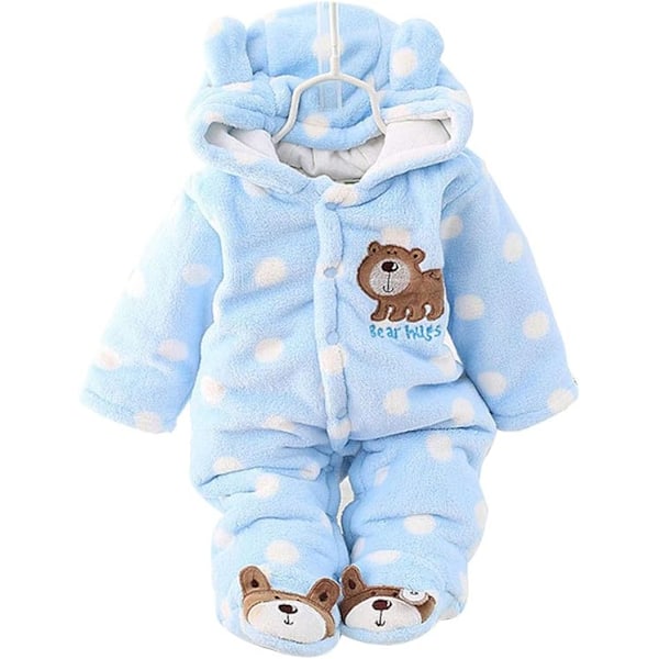 Vauvan Uusi Jumpsuit Footie Huppu Paksu Talvi Bunting Ulkovaatteet Lumipuku Pyjamat blue 12M