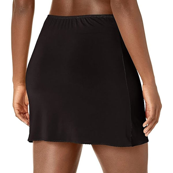 Dam innerhalva underkjol, anti-cling underskirt spets trim över knäet halva underkjol kjol Black(30cm)