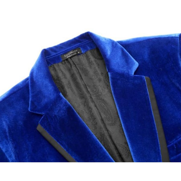 Fløjlsblazer Slim Fit Suitjakke Mænd Kostume Formelle Aftenkjole blue M