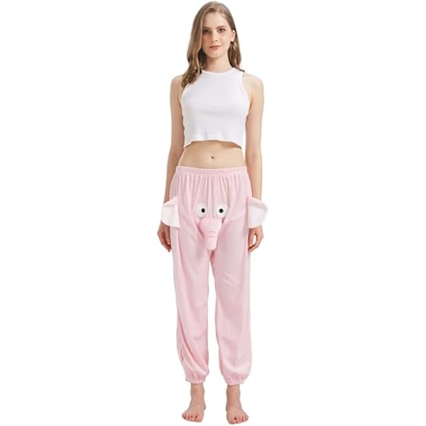 Hauskat Elefantti-Pyjamahousut, Söpöt Kolmiulotteiset Pari-Pyjamahousut pink XL