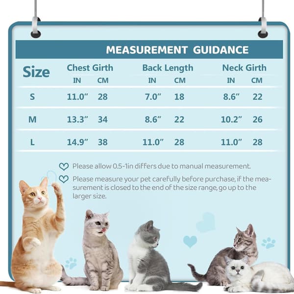 Katte-restitutionsdragt efter operation – Blød og åndbar bodystocking til mavesår og sterilisering/kastration, S/M/L Grey
