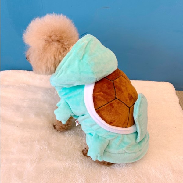 Roliga Små Hundkläder Söt Sköldpaddsdräkt Valp Hoodies för Katter Hundar M