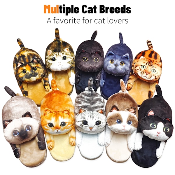 Myke Katt-Topplapper for Kvinner, Komfortable Plysj Varme Slip-on Topplapper Ginger cat Ginger cat