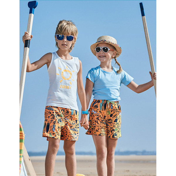 Guttes Hawaii Badedrakt - Badebukser for gutter - Svømmeshorts - Badetøy Red 1 2XL