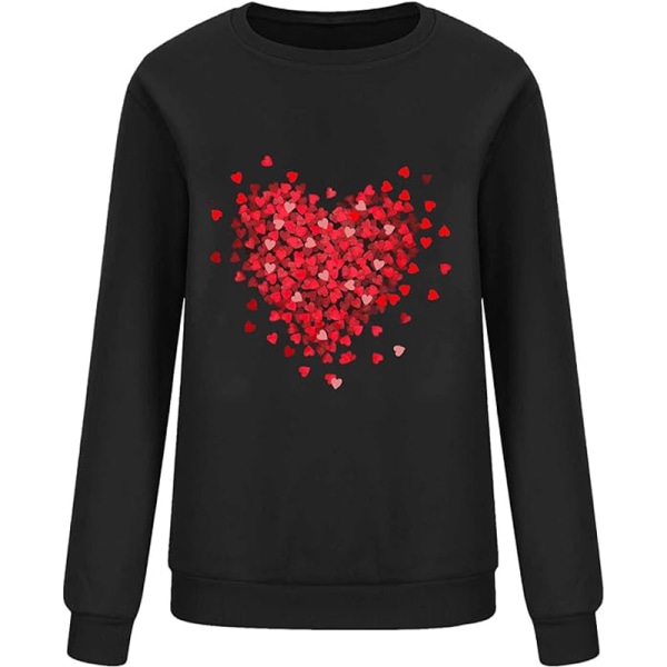 Alla hjärtans dag skjortor för kvinnor, kärlek hjärta grafiska tröjor Pink L