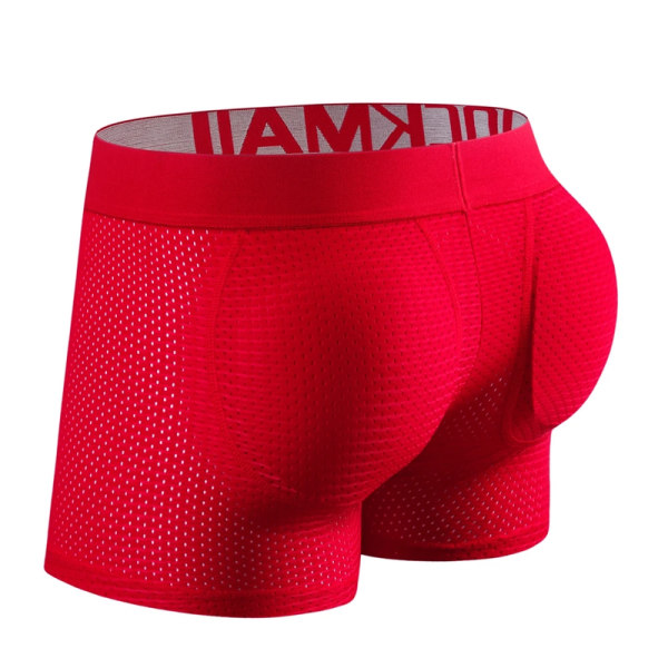 Herreundertøy Boxer Mesh Herre Polstret Underbukse med Hofteputer Red 2XL