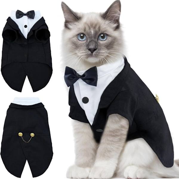 Katt Smoking Outfit, Sphynx Katt Kostym Formell Dräkt med Fluga M