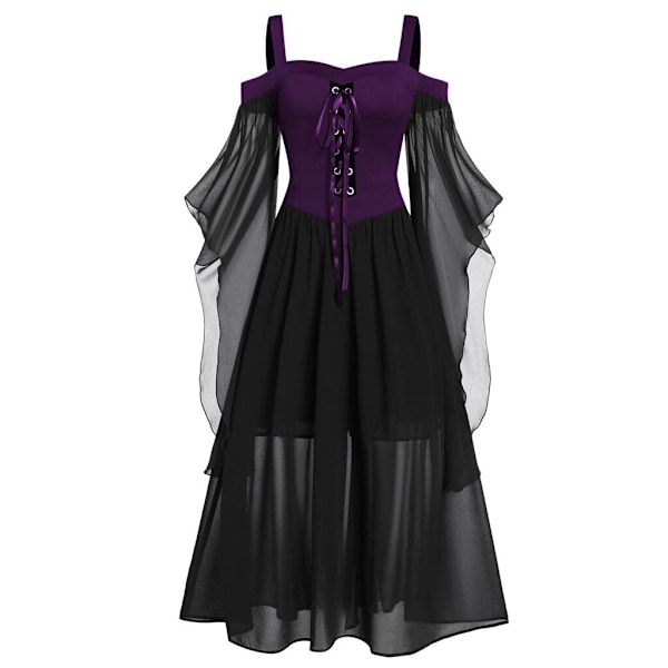 Halloween Kostume Kvinders Gotisk Kjole Voksen Vampyr Kjole purple 3XL