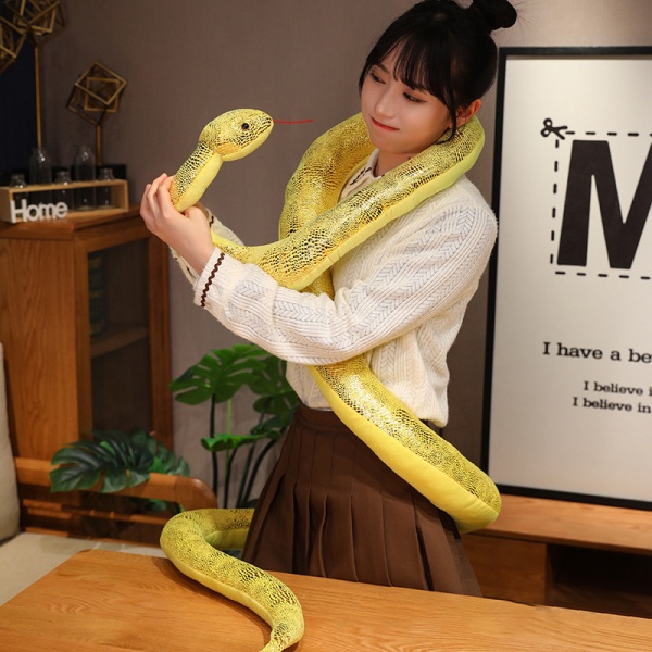 Simuleringsjätte Python Plyschleksak Lång Orm Plyschleksak Dekorerad Yellow 160cm