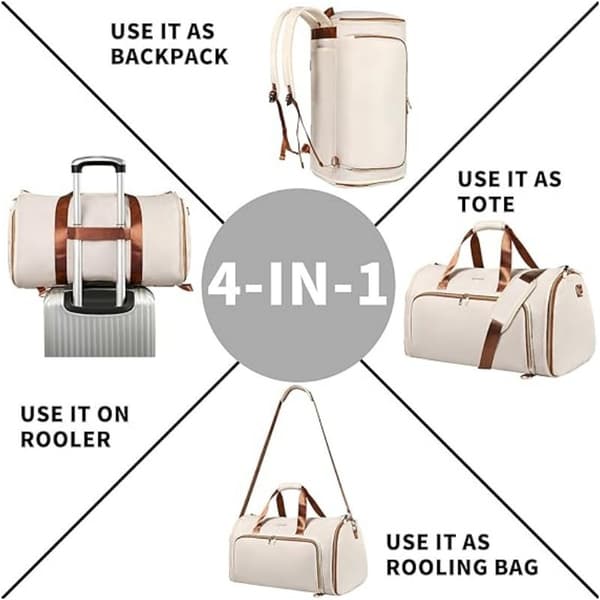 Plaggsäckar för resor, 4 i 1 klädpåse beige
