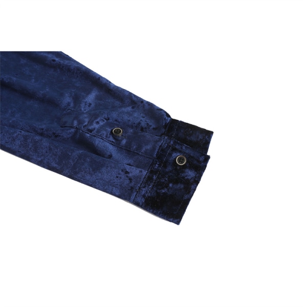 Klänningskjortor för män Sammet långärmade skjortor BLUE 2XL