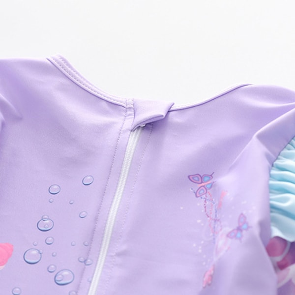 Flickor Mermaid Ruffle Långärmad En Delig Baddräkt Med UV-skydd Solskydd Color 4 2XL