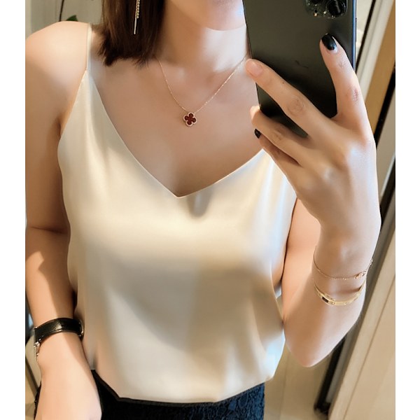 Camisole Ohut Liivi Seksikäs Naiset Hihaton V-Kaula-Aluspaita champagne XL