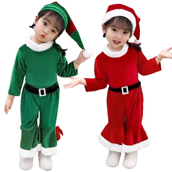 Julekostyme for jenter, Santa Claus-antrekk for jenter red 100cm