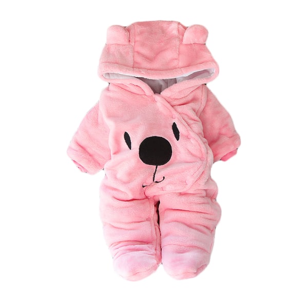 Baby Fleece Snödräkt Bodysuit Huva Romper Pink 59cm