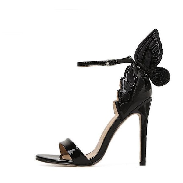 Sommerfuglvinger Peep Toe Pumps Damer Sandaler Stiletto Høyhælte Spenne black 36