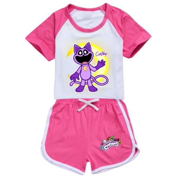 The Amazing Digital Circus Set, Kids Set Kortärmad T-shirt och Shorts 2 delar Dark Pink 150cm