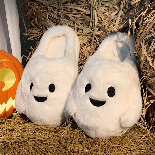 Halloween-tofflor för kvinnor med spöke och fladdermusdesign 38-39