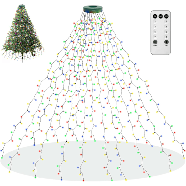 Julgransljus, 6,6FT x 16 Strängar Fe 400 LED med Fjärrkontroll Multicolor