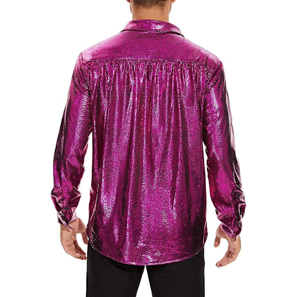 Herrar Skjortor Blanka Långärmade Helskjortor med Knappar purple red XL