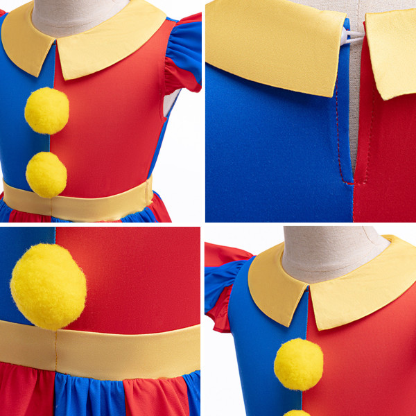 Fantastisk Digital Circus Girls Cosplay Kostyme Kjole med Hansker 140cm