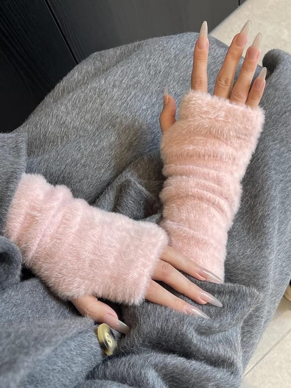 Armvarmere til Kvinder Vinter Søde Fingerløse Handsker pink