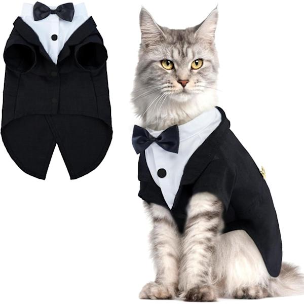 Katt Smoking Outfit, Sphynx Katt Kostym Formell Dräkt med Fluga L
