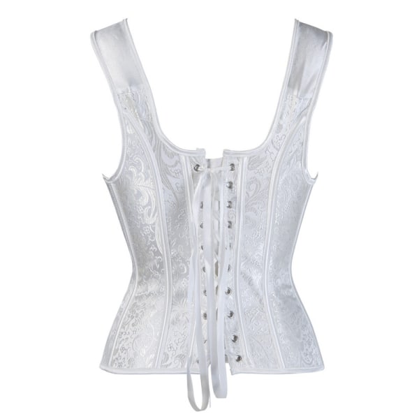 Halter-korsett i jacquardvev, gotisk punk-bustier, formende undertøy White S