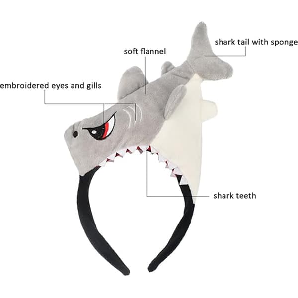 Plush Dyrører og Horn Pandebånd shark