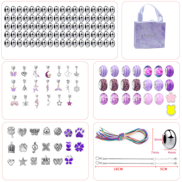 Barn gör det själv pärlor smycken, pärlor för flickor leksaker DIY armband Purple