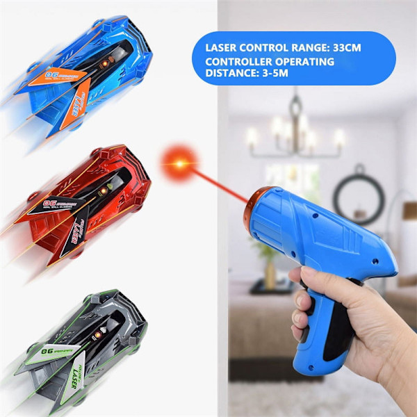 RC Väggklättring Bil Infraröd Stuntfordon, Fjärrkontroll Laser Race Car Blue