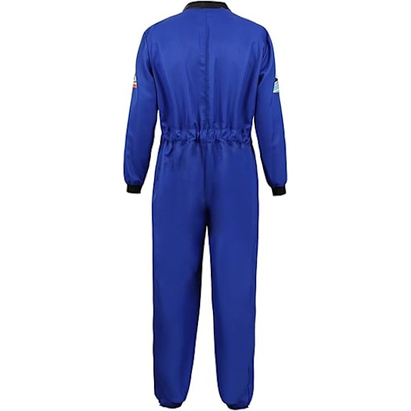 Herkostym för vuxna män, astronaut, rymdfarare, pilot, jumpsuit, festklädsel blue 140