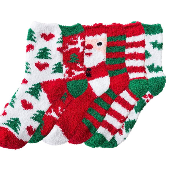 Sherpa anti-sladd strumpor för kvinnor, mysiga Fuzzy Warm Socks Julstrumpor Santa