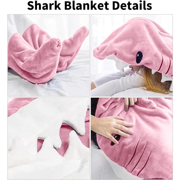 Shark Blanket Hoodie Vuxen, Shark Blanket Super Soft Mysig Flanell Hoodie pink L