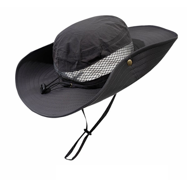 Solhatte til Mænd Sommerhat Bredbremmet Pakbar Cowboyhat Vandreture Fiskehatte Dark Grey