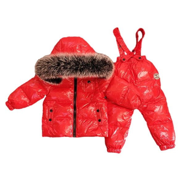 Pojkar Flickor Snödräkt Vinterkläder Snöbyxor och jacka för toddler Red 85