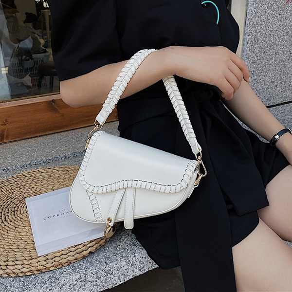 Dam Sadel Axelväska Clutch Plånbok Liten Crossbody Väska white