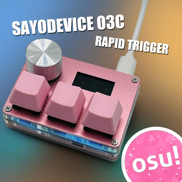 OSU O3C Rapid Trigger Hall Switchar magnetiskt linjärt tangentbord med ratt och skärm Pink#1