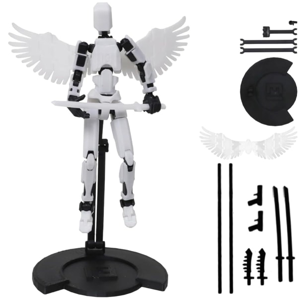 T13 actionfigur med vingar, Titan 13 3D printed robot flerledad actionfigur