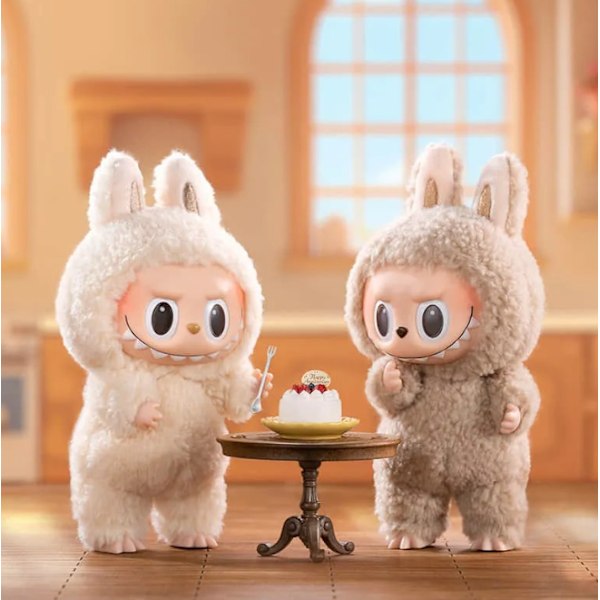 Popmart Labubu The Monsters Lisa Seme Heart Macarrr Vinyl Base Series Trendig Leksak khaki