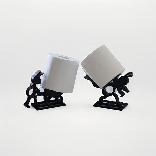 Tissueholder med dyredesign for bad, moderne kunstoppbevaring Black