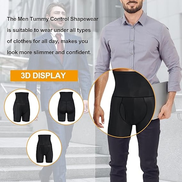 Män Shapewear Shorts med Magkontroll Hög Midja Slankare Kroppsshaper black M