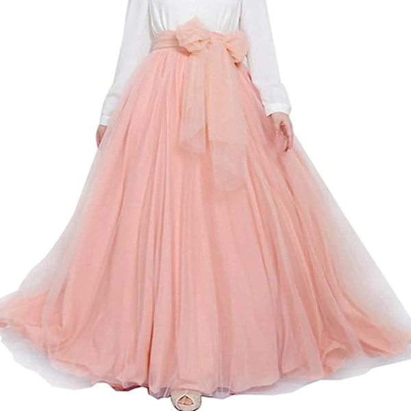 Naisten Häät Pitkä Maxi Puffy Tyllihame peach M